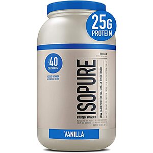 Isopure Whey Protein Isolate Powder: 3-Lb Vanilla $37.99, 7.5-Lb Dutch Chocolate $82.79 & More w/ S&S + Free Shipping