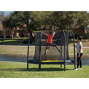 JumpKing 7.5' Trampoline, with Enclosure, Black,Yellow - $79 + Free Shipping