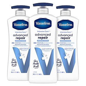 3-Count 20.3oz. Vaseline Intensive Care Body Lotion Advanced Repair (Unscented) $12.15 w/ S&S + Free Shipping w/ Prime or $25+