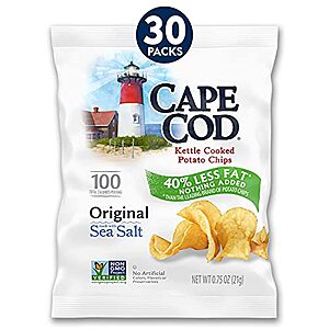 Cape Cod Potato Chips, Reduced Fat Kettle Cooked Chips, Variety Pack, 30 Count - $11.90