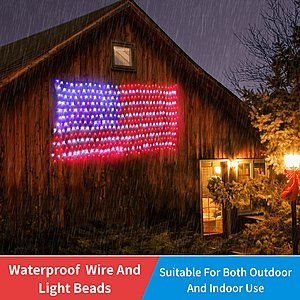 Waterproof American US Flag LED String Light $16 after code