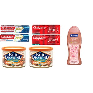 Select MyWalgreens Members: 4x Colgate Toothpaste + 2x Blue Diamond Almonds + 1x Soap $10.05 + $11.20 Walgreens Cash w/ Free Store Pickup