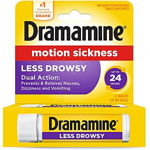 8-Count Dramamine Motion Sickness Less Drowsy Tablets $2.60 w/ Subscribe & Save & More