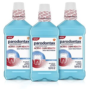 9-Ct 16.9-Oz Parodontax Active Gum Health Antiplaque and Antigingivitis Mouthwash (Mint) + $10 Amazon Beauty Credit $39.36