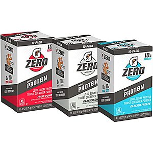 Gatorade Zero with Protein Powder Sticks, 10g Whey Protein Isolate, Zero Sugar, Electrolytes, 3 Flavor Variety Pack, 0.529oz, (30 Pack) S&S w/ 40% off $11.99