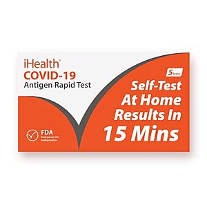 20% off iHealth Covid-19 5 test pack -  $35.96 after 20% off