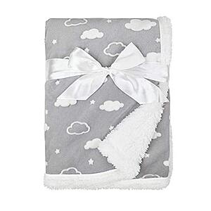 American Baby Company Girls & Boys Heavenly Soft Chenille Sherpa Receiving Blanket (Gray/3D Cloud) $13 + Free Shipping w/ Prime or on $25+