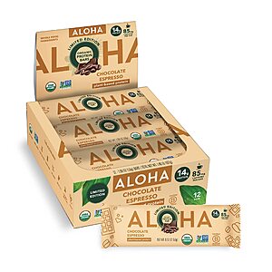 12-Count ALOHA Organic Plant Based Protein Bars (4 Flavors) $14 w/ S&S + Free Shipping w/ Prime or on $25+