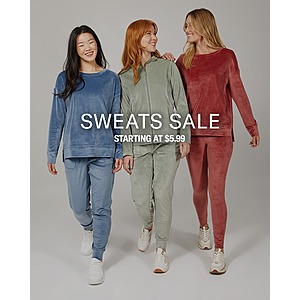 32 Degrees Sweats Sale: Women's Soft Velour Funnel Neck Top $13, Men's Cool Sleep Shorts $7, More + Free Shipping on $23.75+