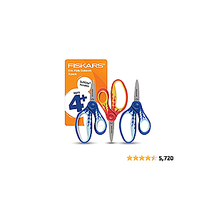 Fiskars Kids Scissors, Scissors for School, Pointed Tip Scissors, 5 Inch, Softgrip, 5 Inch, 3 Pack (Blue and Red Lighting) $6.23 w/ Free Prime Ship - $6.23