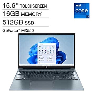 HP Pavilion Costco members: 15.6" Touchscreen Laptop - 12th Gen Intel Core i7-1255U - GeForce MX550 - 1080p - Windows 11 - Blue - $765