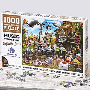 Jigsaw Puzzles: 1000-Piece Puntastic Puzzle (Music) $3.50, 30-Piece Clever Kids Math Puzzle $3.50 & More + Free Shipping on orders $25+