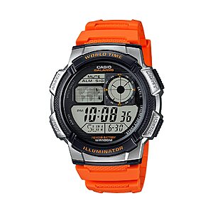 Casio Men's Illuminator Orange & Silver World Time Digital Sport Watch $12.79 + Free Shipping w/ Prime or on $35+