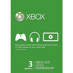3-Month Xbox Live Gold Membership (Digital Code) $10