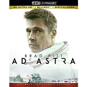Ad Astra (4K UHD + Blu-ray + Digital) $8
