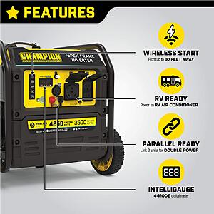 Champion Power Equipment 200953 4250-Watt Open Frame Inverter, Remote Start $348.83 (after 15% clipped coupon) YMMV at Amazon