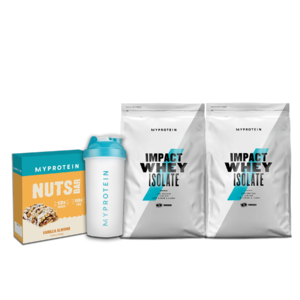 Myprotein 11Lbs Impact Whey Isolate + Nuts Bar (Box of 6) + Shaker for $62 with Free Shipping