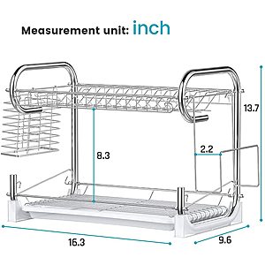 Cambond 2 Tier Dish Drying Rack with Drain Board $14.99, Free Shipping with PRIME
