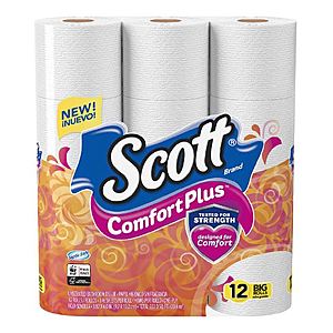 12-Count Scott ComfortPlus Bathroom Tissue Big Rolls $2.75 + Free Store Pickup