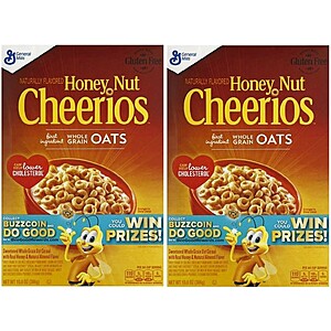 General Mills Cereals: 10.8oz Honey Nut Cheerios, 12oz Cinnamon Toast Crunch & More: 2 for $2.68 w/Store Pickup on $10 Orders @ Walgreens