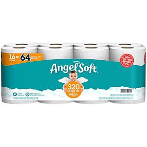 Walgreens Pickup: 16-Count Angel Soft 2-Ply Bath Tissue (Mega Rolls) $9 + Free Store Pickup on $10+ Orders