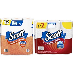 12-Ct Scott ComfortPlus Toilet Paper + 6-Ct Scott Paper Towels: $5.50 + Store Pickup on $10+ @ Walgreens