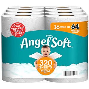 16-Count Angel Soft 2-Ply Mega Rolls Toilet Paper $8.50 + Free Store Pickup ($10 Minimum Order)