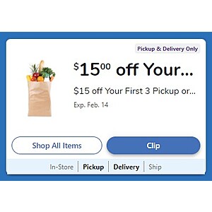 Kroger or Affiliate Stores: $15 off $100+ (First 3 Delivery or Pickup Orders)