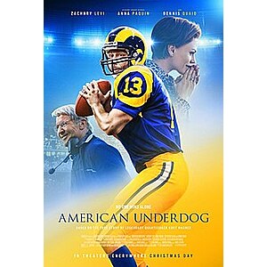 Atom Tickets: 2 Free Movies Tickets for American Underdog (12/17 or 12/18)
