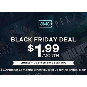 12-Month AMC+ Streaming Subscription $23.90