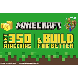 Buy Select Kellogg's Products, Get 350 Minecraft Minecoins (in-game currency) Free
