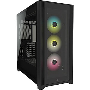 Corsair iCUE 5000X RGB Tempered Glass Mid-Tower ATX PC Smart Case (Black) $100 (After $20 Rebate)