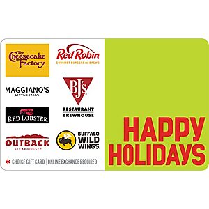 Buy $50 eGift Card for Happy Holidays Dining, Gap, Fanatics, or Panaera, Get $10 Credit