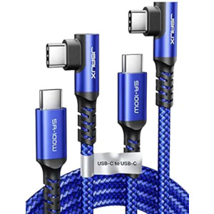 2-Pk 6.6' JSAUX Nylon Braided Right-Angle 100W USB C to USB C Cables $6.05 & More