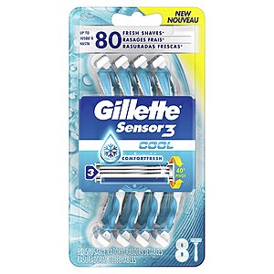 8-Count Gillette Sensor3 Cool Men's Disposable Razors $4.97