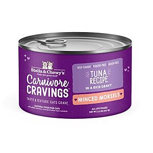 24-Pack 5.2-Oz Stella & Chewy's Carnivore Cravings Minced Wet Cat Food (Tuna) $20.20 + Free Shipping w/ Amazon Prime or Orders $25+