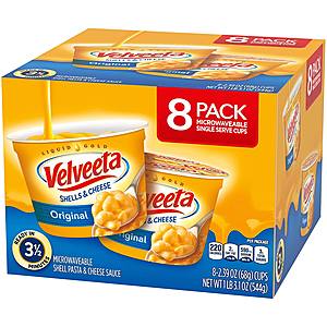 Select Amazon Accounts: 8-Ct 2.39-Oz Velveeta Shells & Cheese Single Serve Pasta Cups (Original) $4.84 w/ S&S + Free Shipping w/ Prime or on $25+