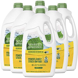 Prime Members: 6-Pack 19-Oz Seventh Generation Dishwasher Detergent Gel (Lemon)$15.80 &  More w/ S&S + Free Shipping