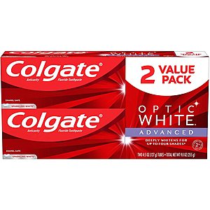 2-Pack 4.5-Oz Colgate Optic White Advanced Toothpaste (Sparkling White) $4.96 w/ S&S + Free Shipping w/ Prime or on $25+