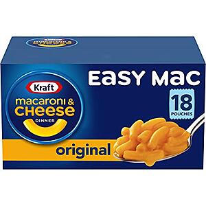 Select Amazon Accounts: 18-Pk 2.15-Oz Kraft Easy Mac Microwavable Macaroni & Cheese (Original) $4.54 w/ S&S + Free Shipping w/ Prime or on $25+