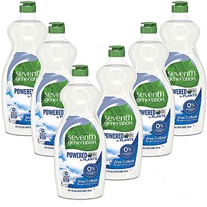 6-Pack 22-Oz Seventh Generation Dish Liquid Soap (Free & Clear) $13.45 w/ Subscribe & Save