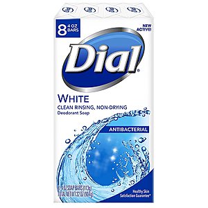 8-Count 4-Oz Dial Antibacterial Deodorant Bar Soap (White) $3.32 w/ S&S + Free Shipping w/ Prime or on $25+