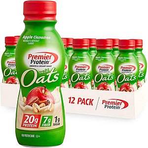 12-Pk 11.5-Oz Premier Protein Shake w/ Oats (Apple Cinnamon or Blueberries & Cream) $13.99 w/ S&S + Free Shipping w/ Prime or on $25+