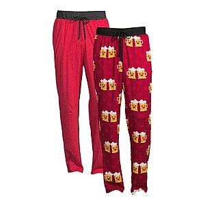 2-Pack Way To Celebrate Men's Sleep Pants (Heather Red & Match Made Beer Designs) $5 ($2.50 Each) + FS w/ Walmart+ or FS on $35+