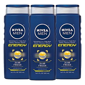 3-Pack 16.9-Oz Nivea Men Body Wash (Energy 3-in-1) $7.90 w/ Subscribe & Save