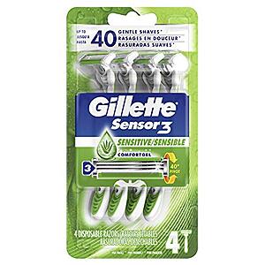 4-Count Gillette Sensor3 Sensitive Men's Disposable Razors $3.75 w/ S&S + Free Shipping w/ Prime or on $25+