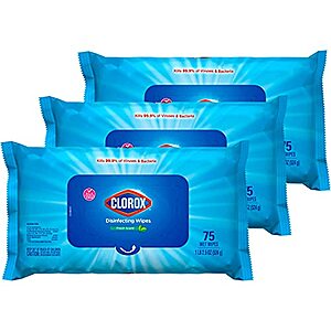 3-Pack 75-Count Clorox Bleach Free Disinfecting Wipes (Fresh Scent) $6.50 w/ S&S + Free Shipping w/ Prime or on $25+