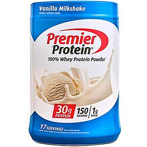 23.2-Oz Premier Protein 100% Whey Protein Powder (Vanilla Milkshake) $15.95 w/ S&S + Free Shipping w/ Prime or on $25+