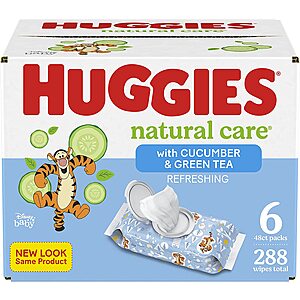 288-Count Huggies Natural Care Refreshing Baby Diaper Wipes (Cucumber/Green Tea) $6.50 w/ S&S + Free Shipping w/ Prime or on $25+