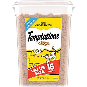 16-Oz Temptations Crunchy & Soft Cat Treats (Various Flavors) from $3.65 w/ Subscribe & Save & More